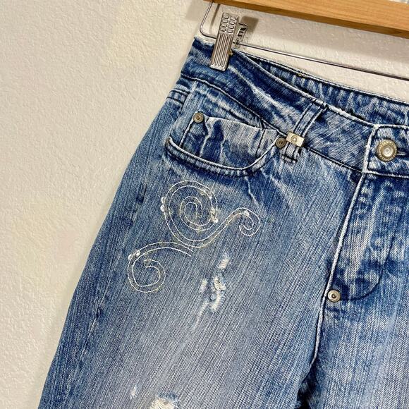 Vintage Y2K Akademiks AKDMKS Women's Distressed Sequin Low Rise Jeans- 30" Waist - Picture 4 of 12